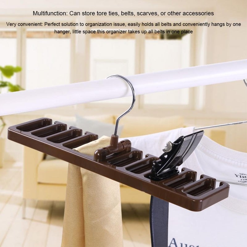 woobles Belt Rack Organizer, Sturdy Plastic Tie Belt Scarf Save Space Hanger Belt with Metal Hook for Closet Wardrobe 10 Slot(#2) - Image 3